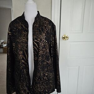 ALFRED DUNNER Full Zip Mandarin Jacket NAVY BLUE &  METALLIC GOLD / COPPER  14P.
